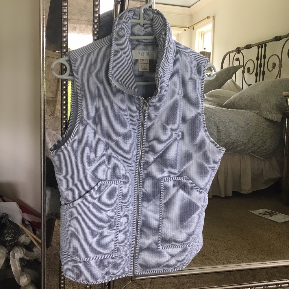Blue and White Seersucker vest, lightweight