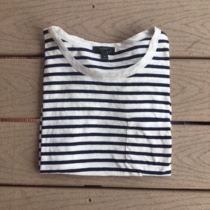 J. Crew shimmer neckline striped pocket tee