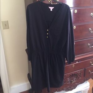 Lilly Pulitzer Long Sleeved Black Cotton Dress