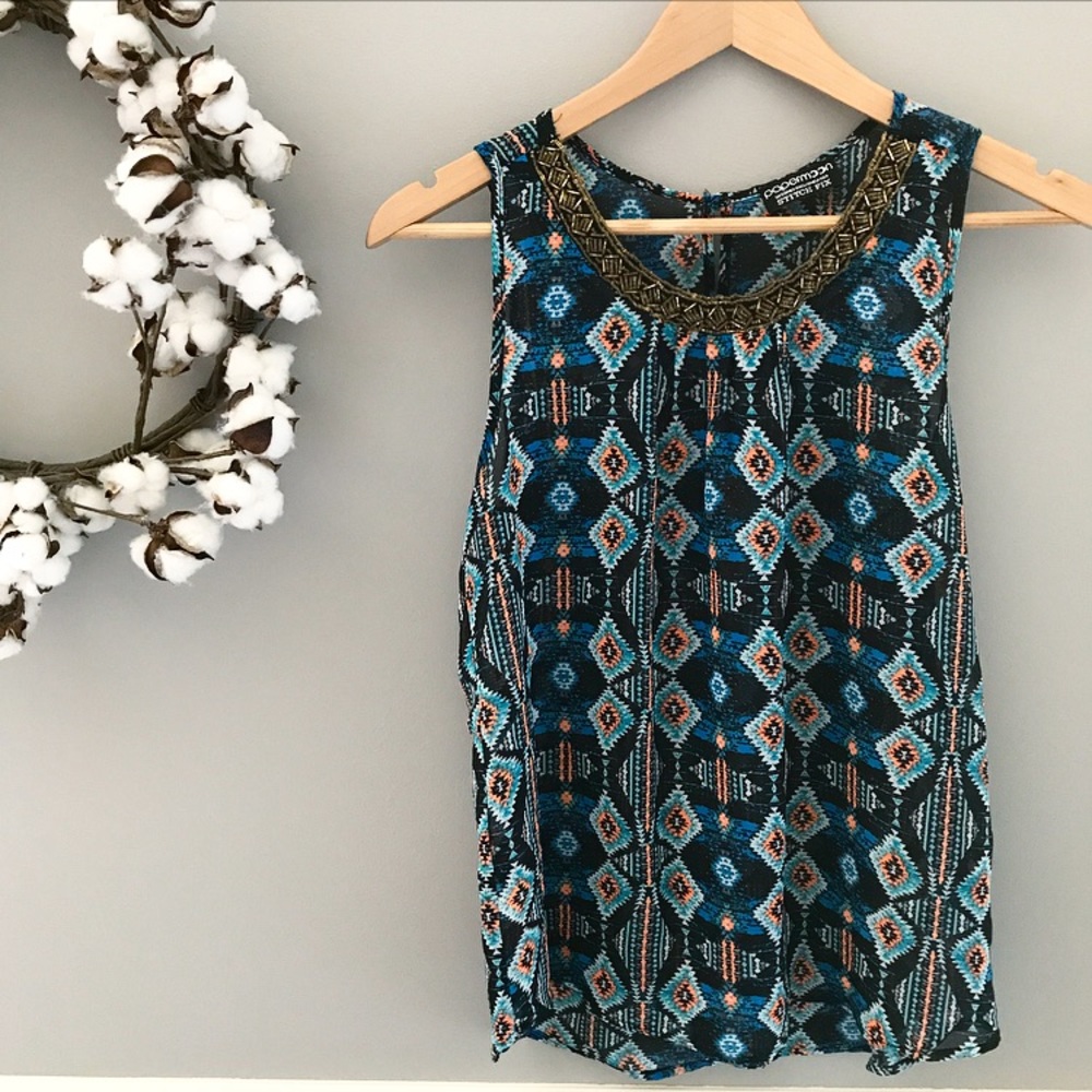 Papermoon Geometric Jeweled Collar Top Size S