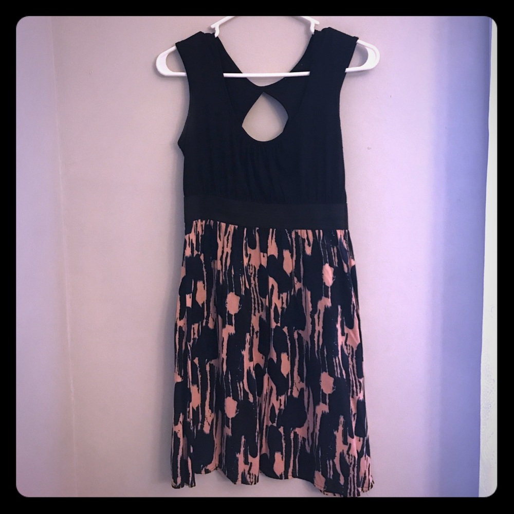 Mixed print black dress