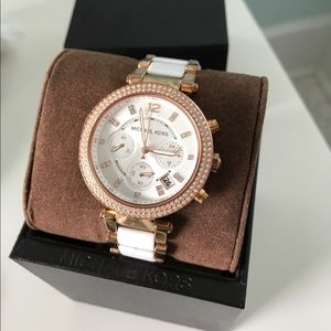 Michael Kors Rose Gold & White Watch