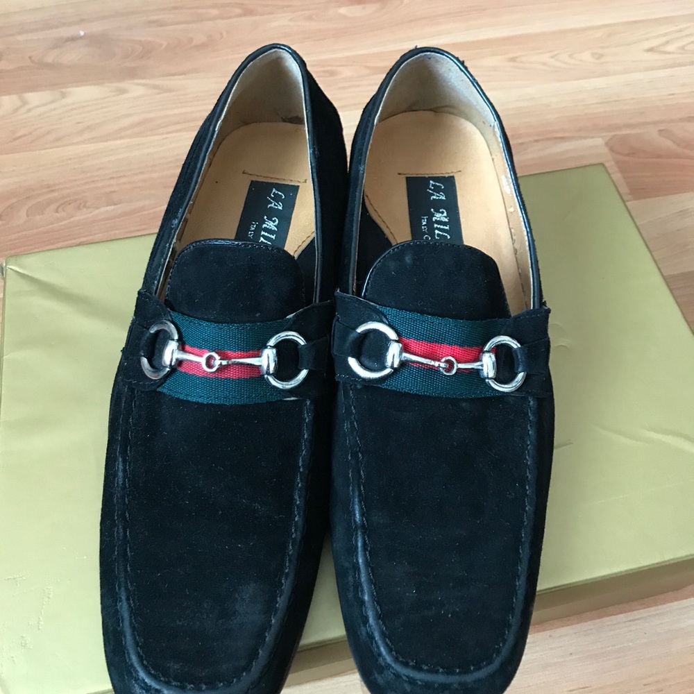 Men's Black suede slip ons