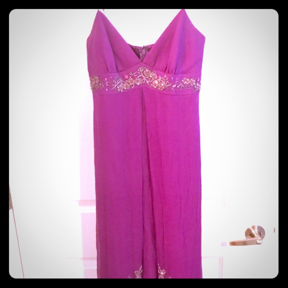 Laundry Beaded Amethyst Chiffon Dress! Size 4.