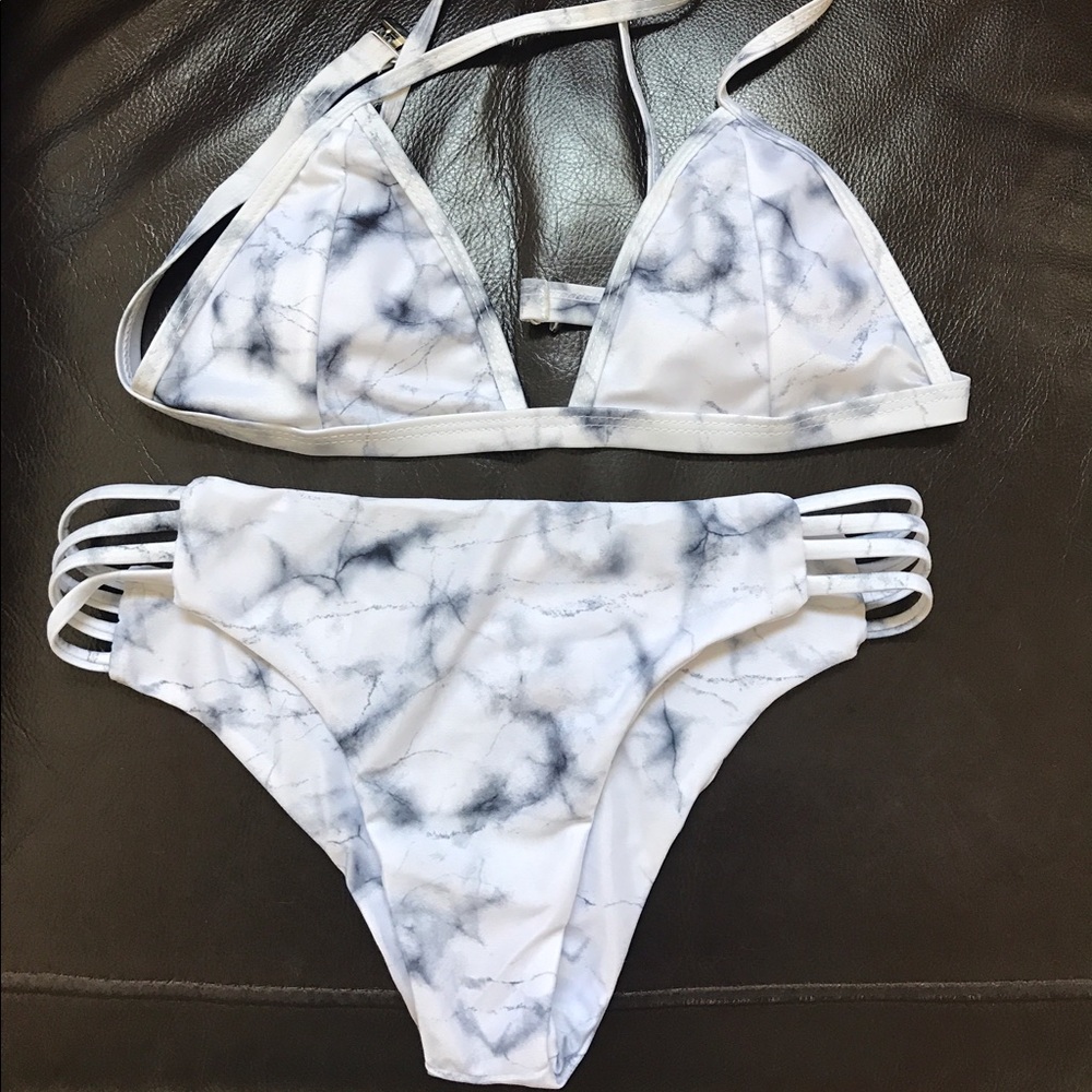 White marble bikini swim suit