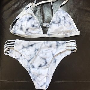 White marble bikini swim suit