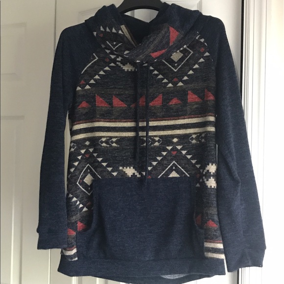12 Pm By Mon Ami Sweaters - Aztec Design Funnel Neck Sweater