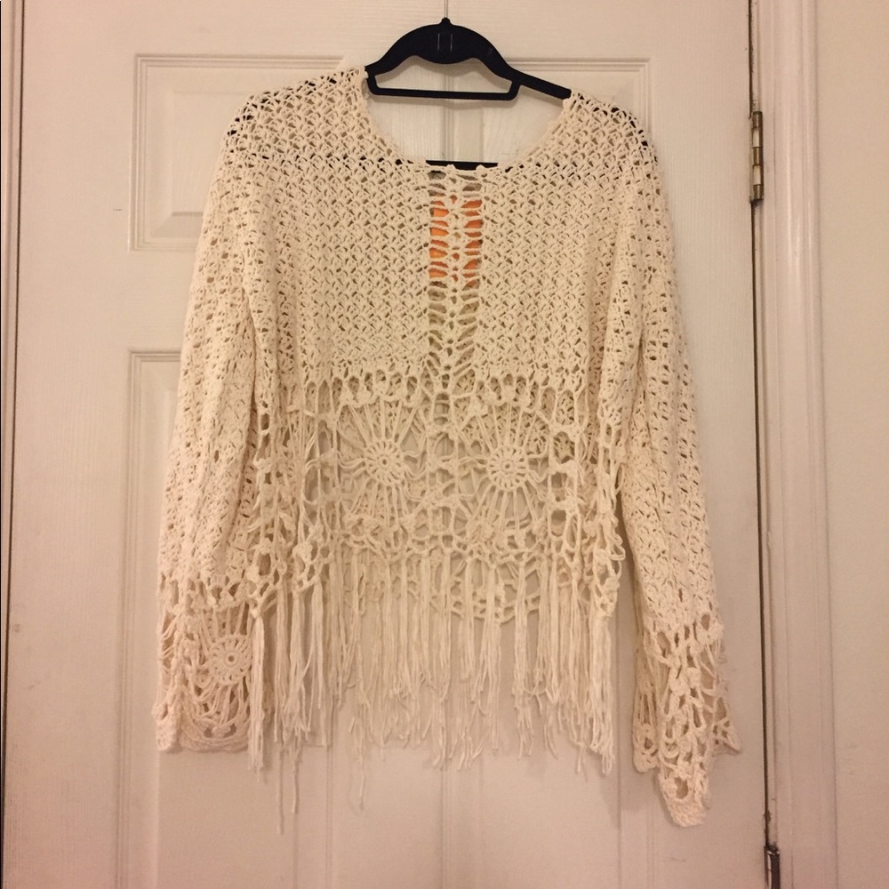 Eggshell bohemian style sweater