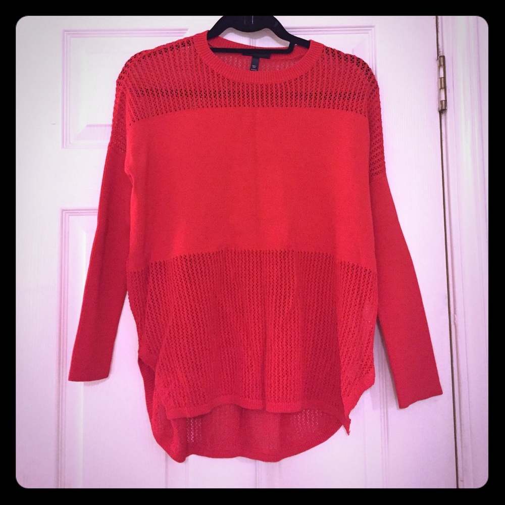 Bright red knit sweater