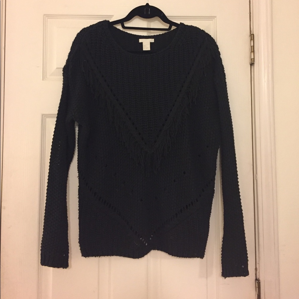 Black fringe sweater
