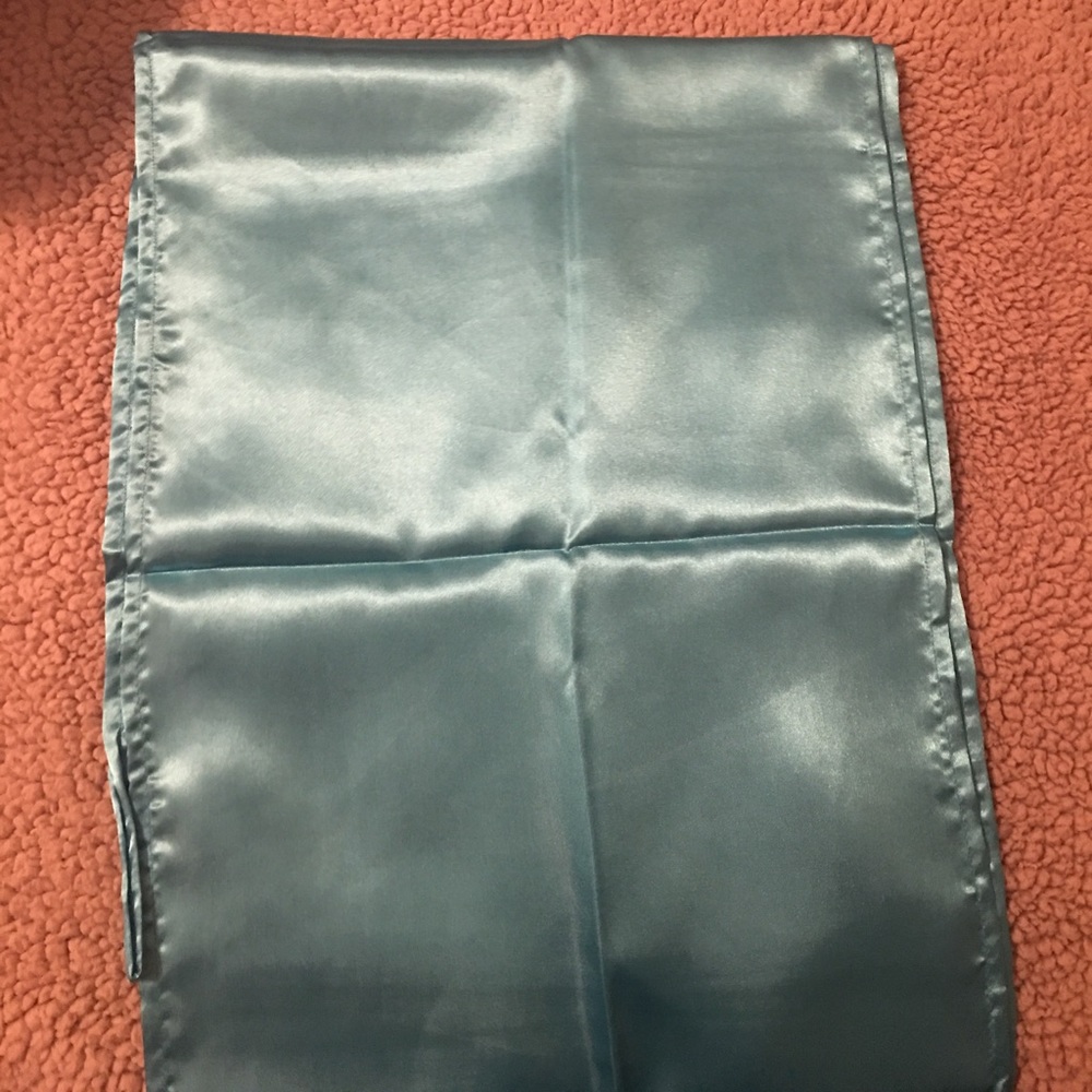 Turquoise satin table runner