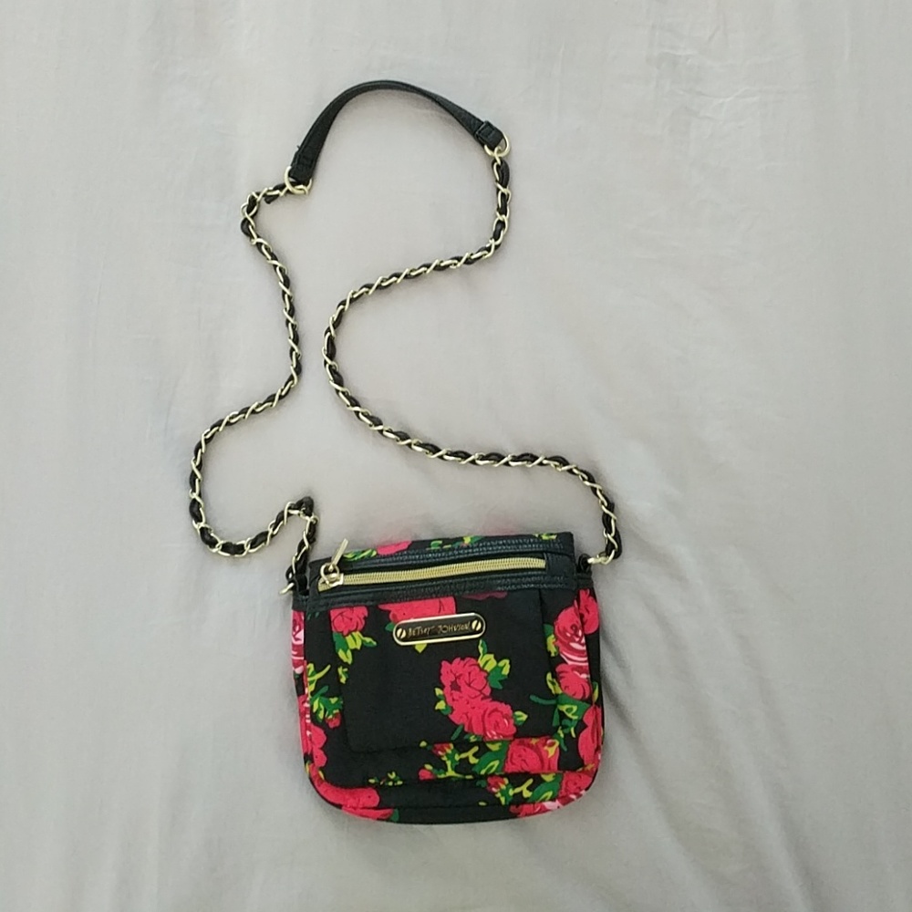 Betsey Johnson Black Floral Purse