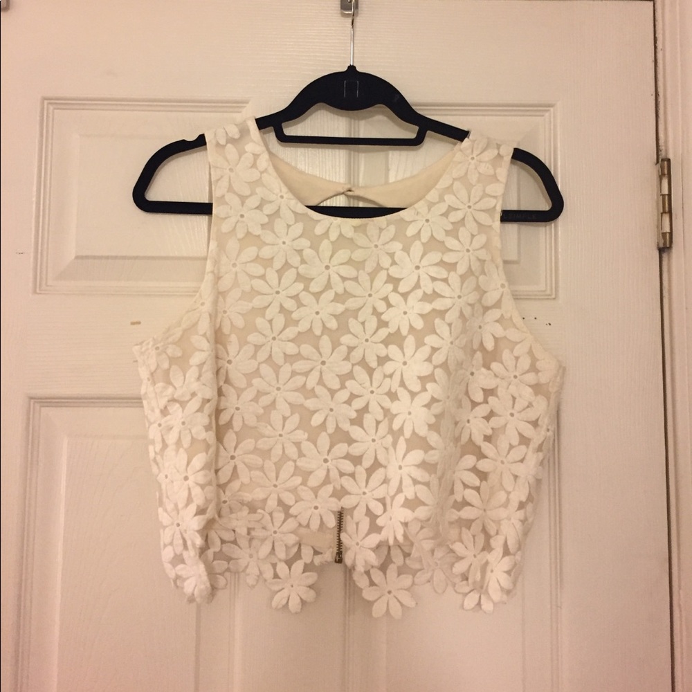 Floral lace detail top