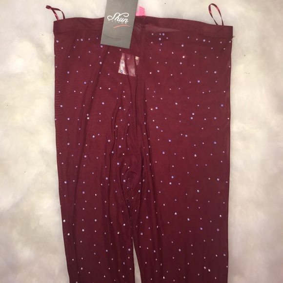 Xtaren Pants - Sequin Sheer Burgundy Leggings Xtaren Pants - Sequin Sheer Burgundy Leggings