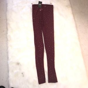 Xtaren Pants - Sequin Sheer Burgundy Leggings Xtaren Pants - Sequin Sheer Burgundy Leggings
