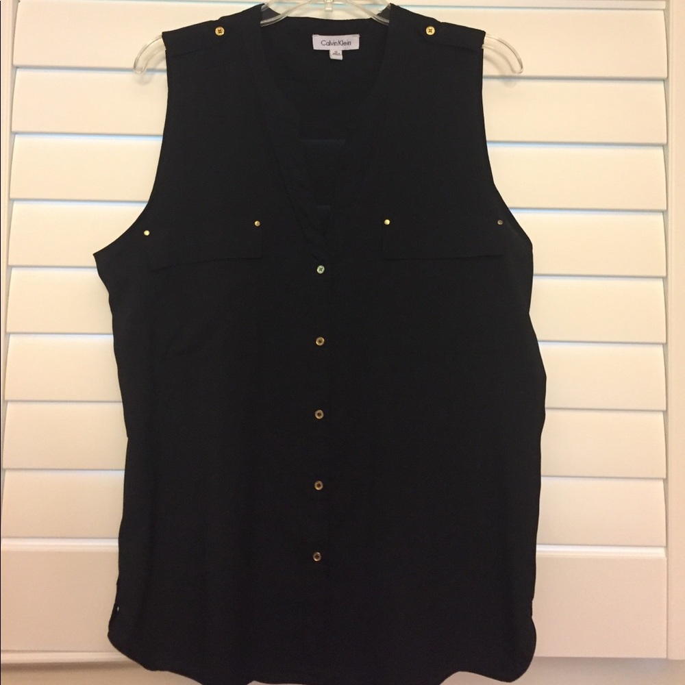 Black Calvin Klein Sleeveless Button Down XL