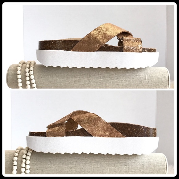 WIDE STRAPS METALLIC SLIDE SANDAL - Picture 7 of 8