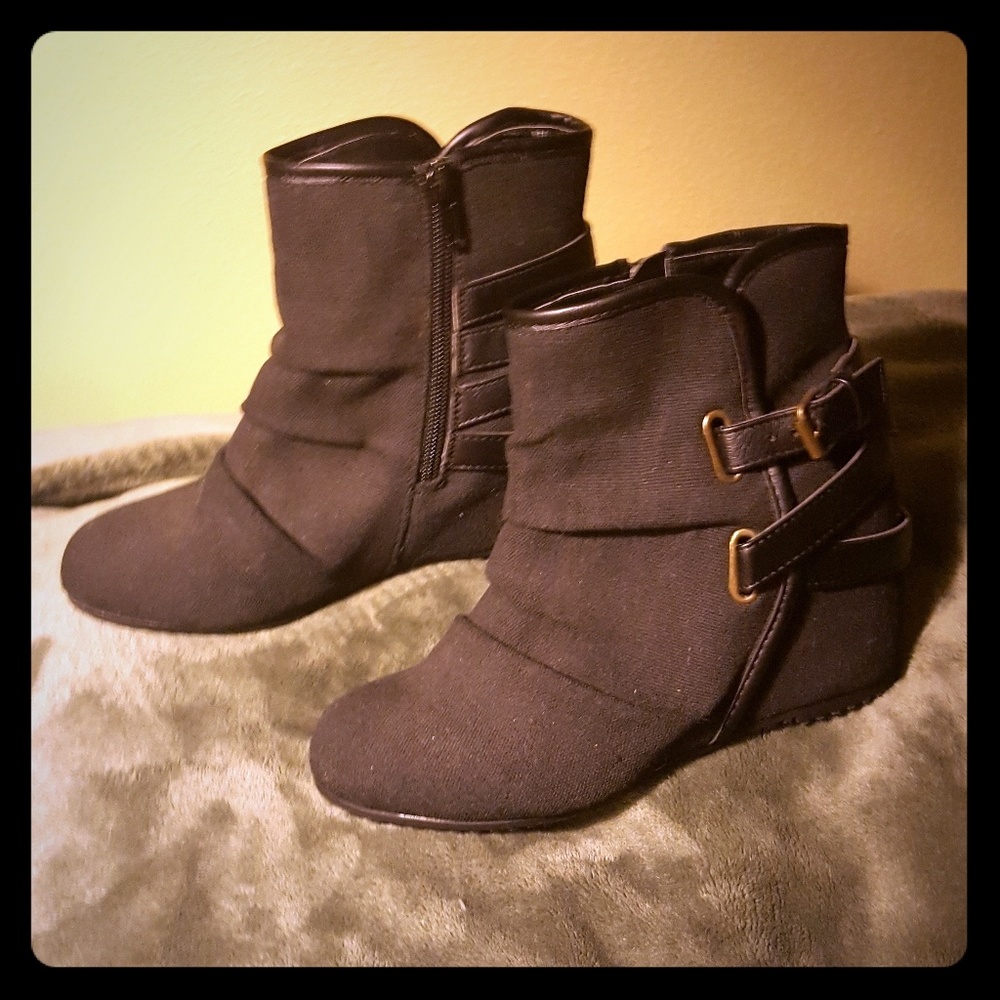 Canvas Wedge Booties