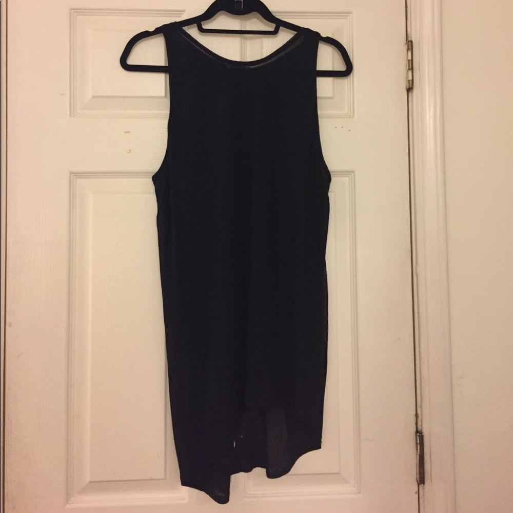 Black thin cotton see-through blouse