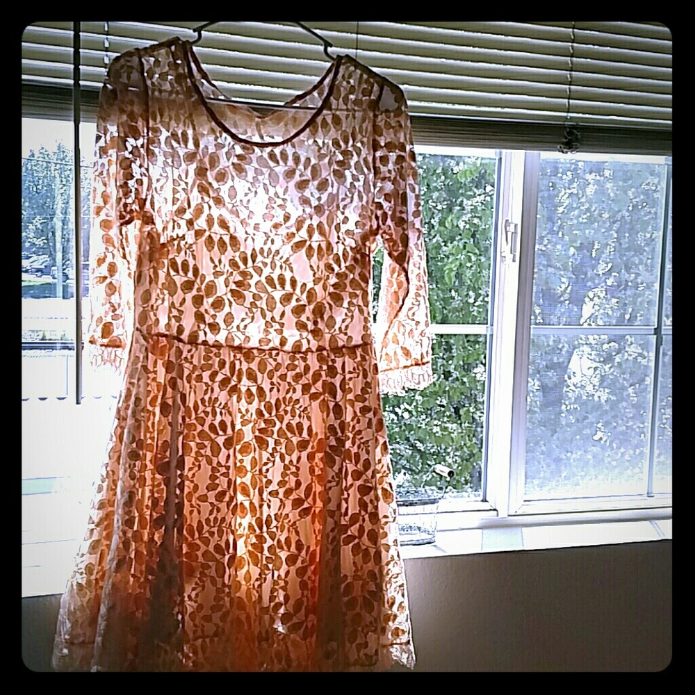 Free People Lace Dress in Nude Pink (Size 12)