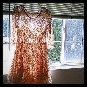 Free People Lace Dress in Nude Pink (Size 12)