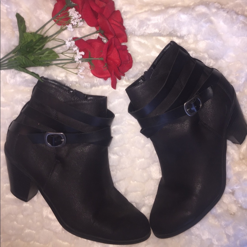 Black strappy ankle booties