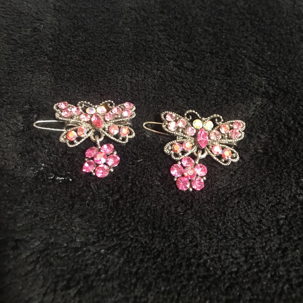 Pretty butterfly jeweled hair clips