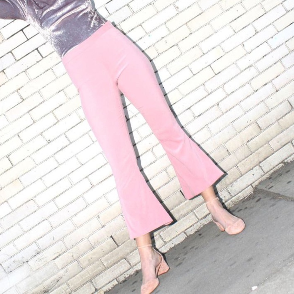 Suede leather pink Bell Bottoms