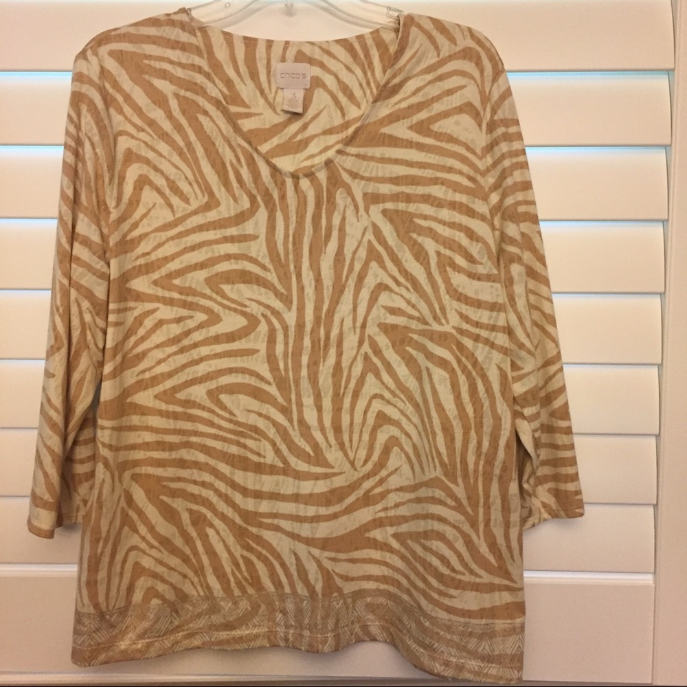 Chico's size 3 top 3/4 length sleeves