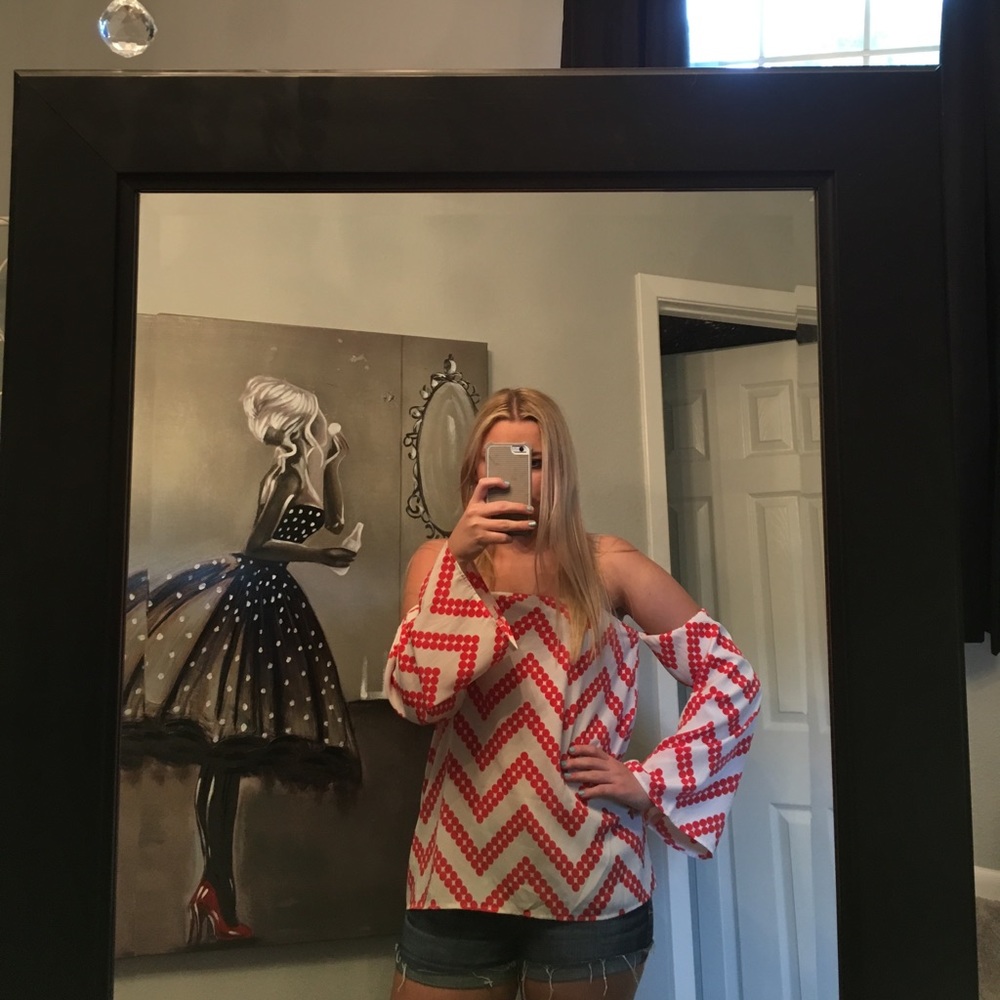 Red and White off the shoulder