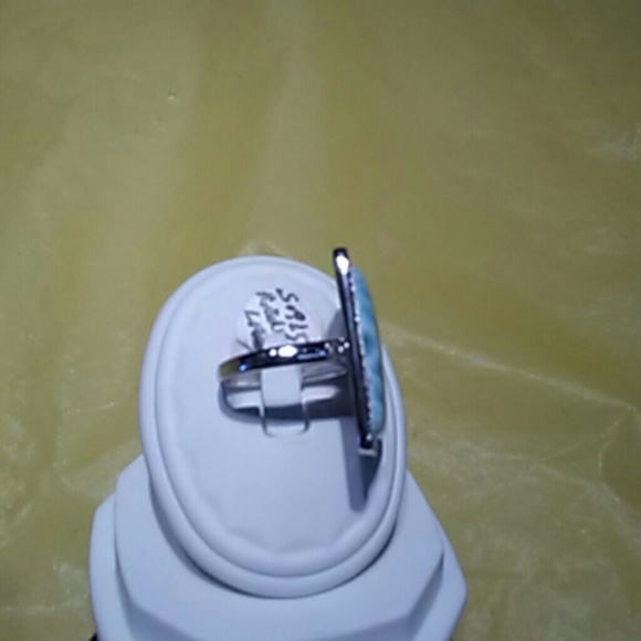 NWT Sterling silver larimar a cubic zirconia ring - Picture 2 of 5