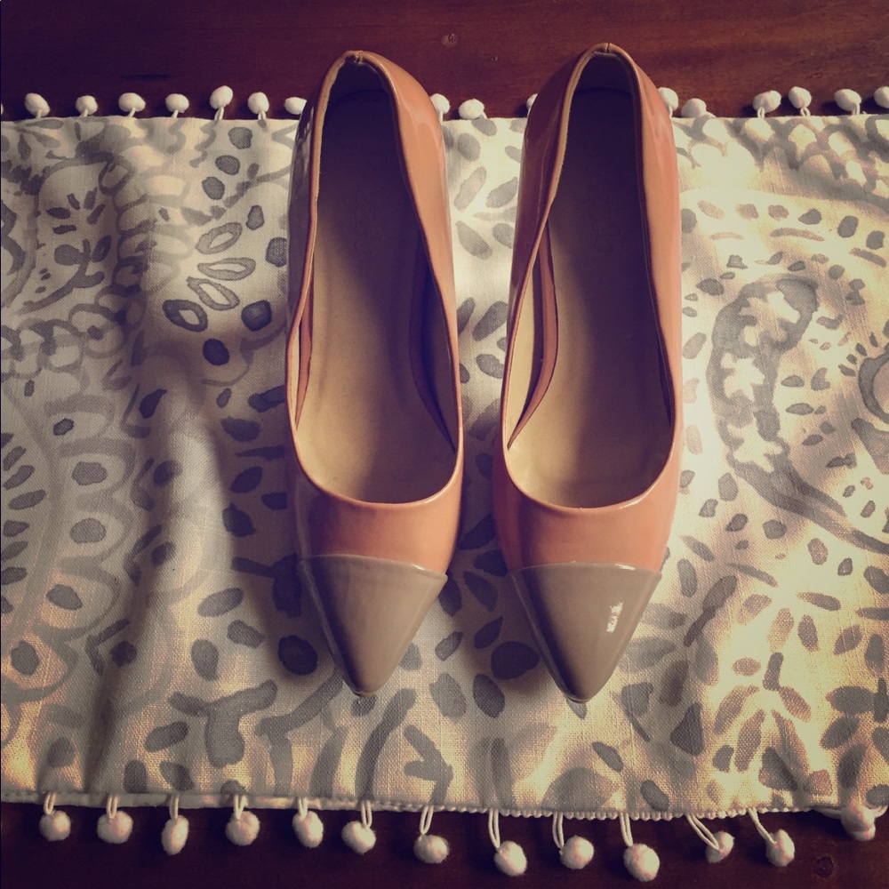 Blush and tan heels