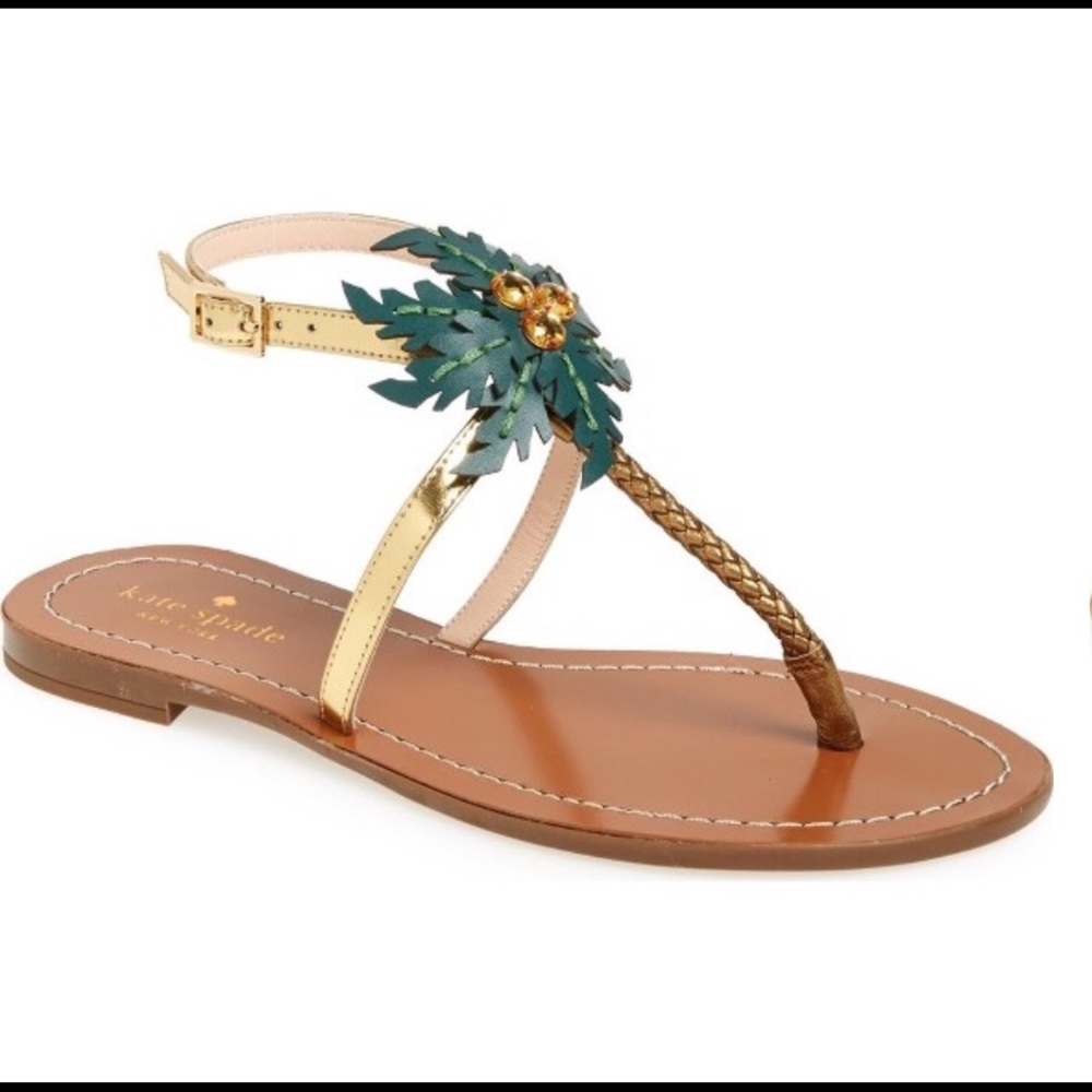 Kate spade palm tree gold sandals