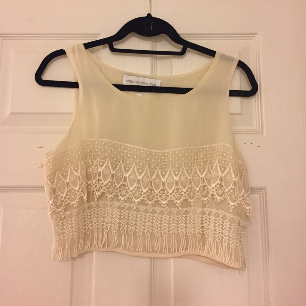 Eggshell lace detail crop top