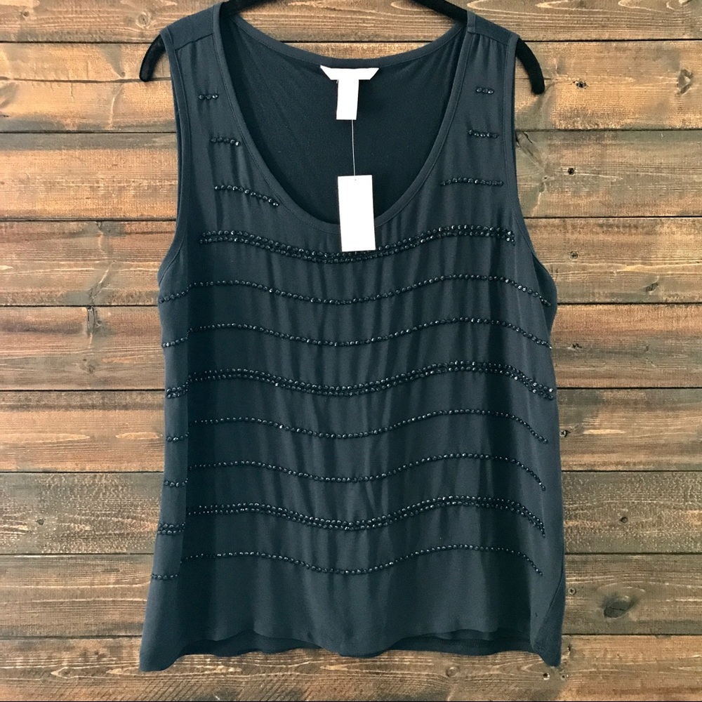 Banana Republic Beaded Black Tank