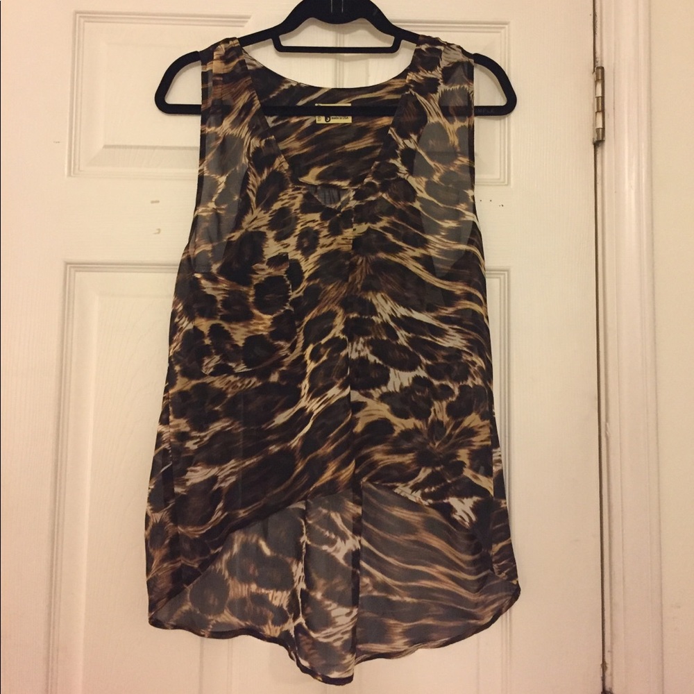Animal print chiffon blouse