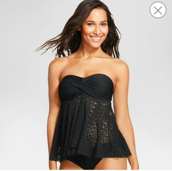 48 off Merona Other NWOT MERONA BLACK LACE CROCHET TOP TANKINI from