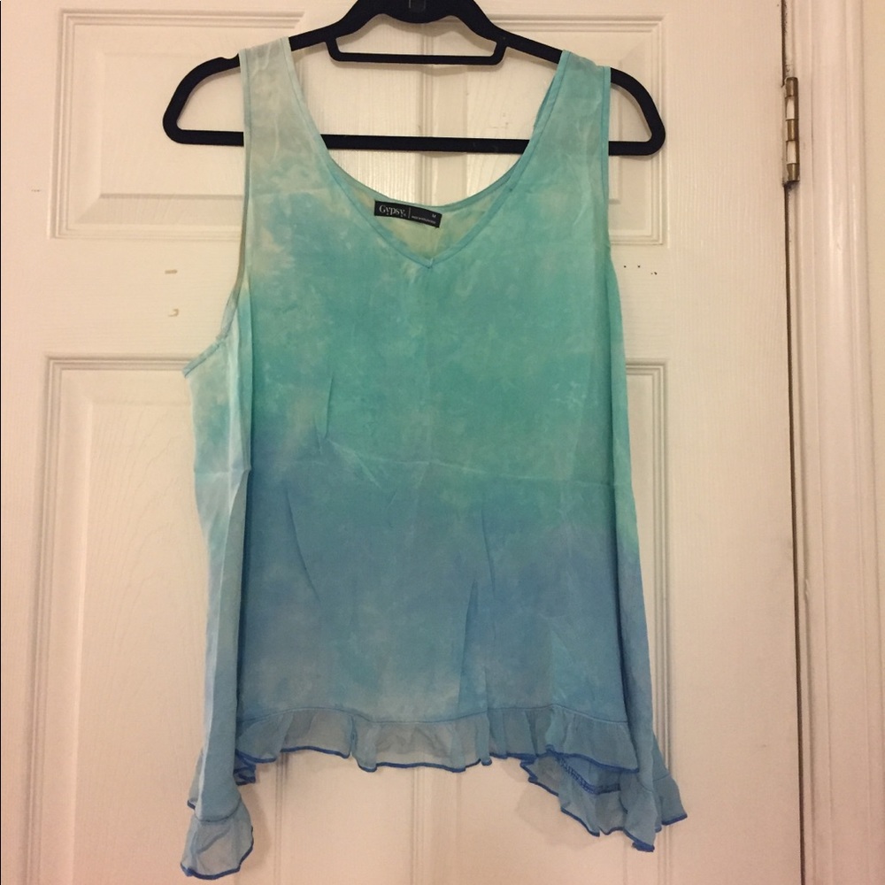 Blue ombré silk blouse