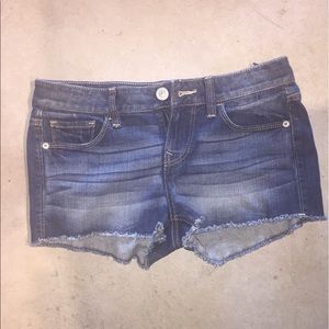 express denim frayed shorts