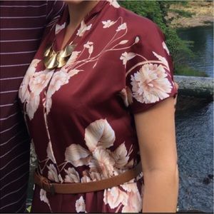 Vintage Floral Wine Dress Sz M