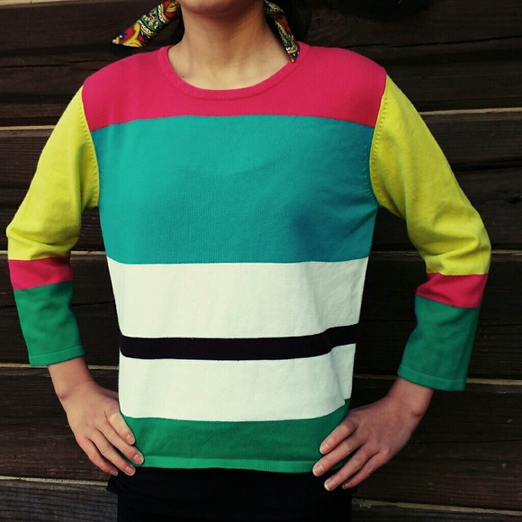 Mia Nola Sweaters - Vintage 80s Geometric Block Color Sweater Mia Nola Sweaters - Vintage 80s Geometric Block Color Sweater