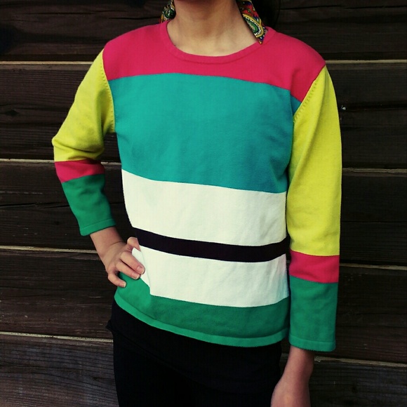 Mia Nola Sweaters - Vintage 80s Geometric Block Color Sweater Mia Nola Sweaters - Vintage 80s Geometric Block Color Sweater