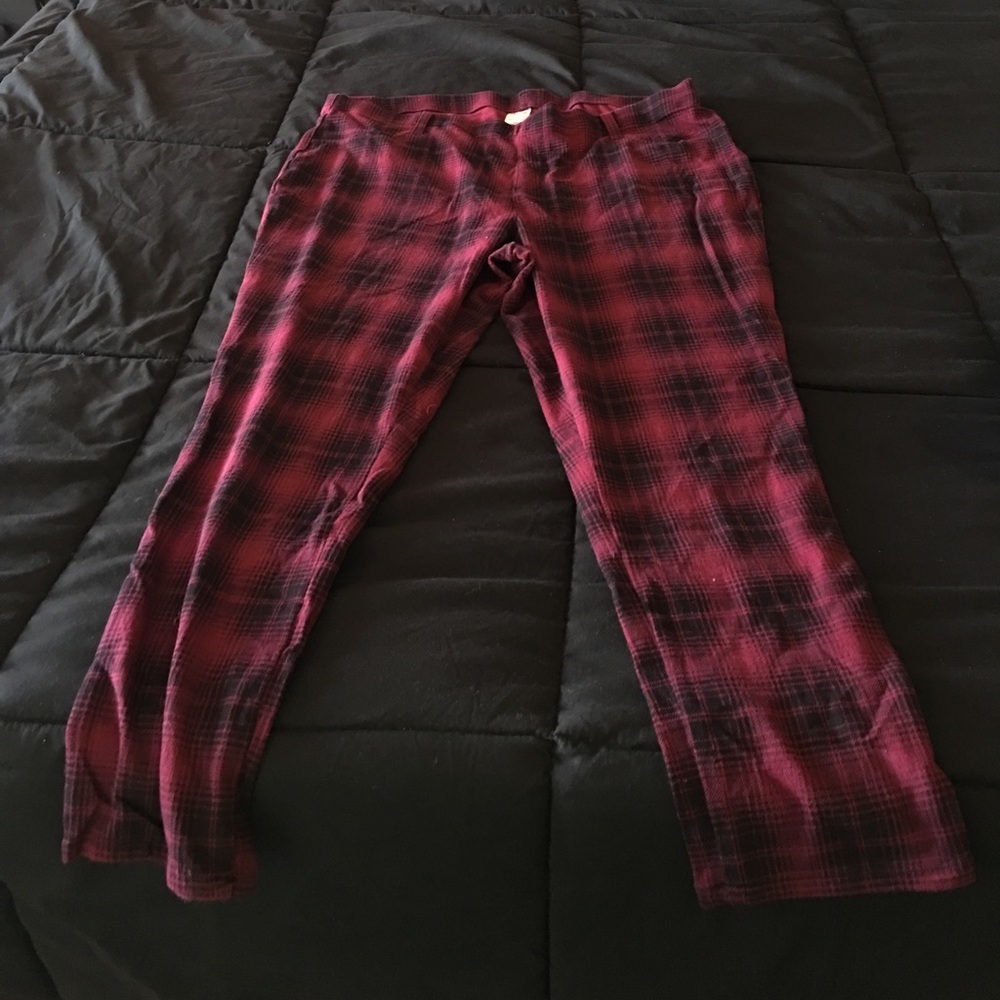 Red plaid leggings