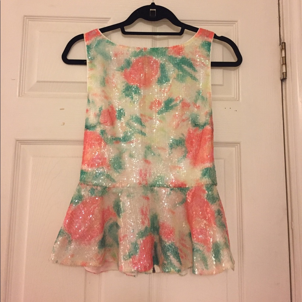 Floral sequin peplum top