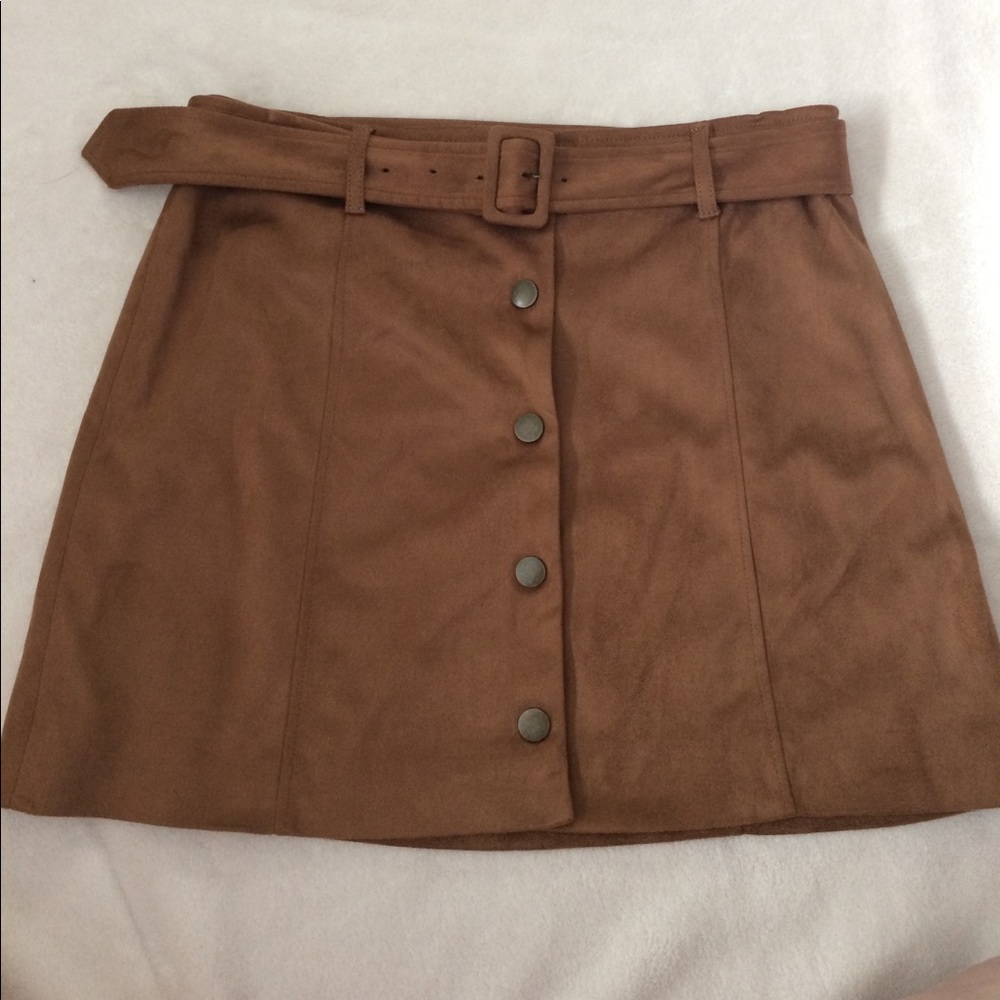 A line brown/tan suede mini skirt