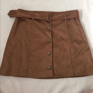 A line brown/tan suede mini skirt