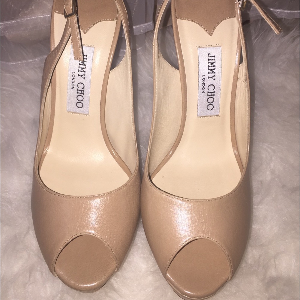 NWT Jimmy Choo Nude leather platform slingbacks 9