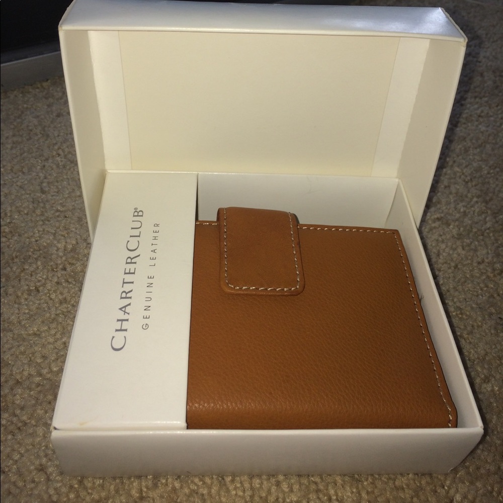 BRAND NEW Charter Club Cognac Leather Wallet