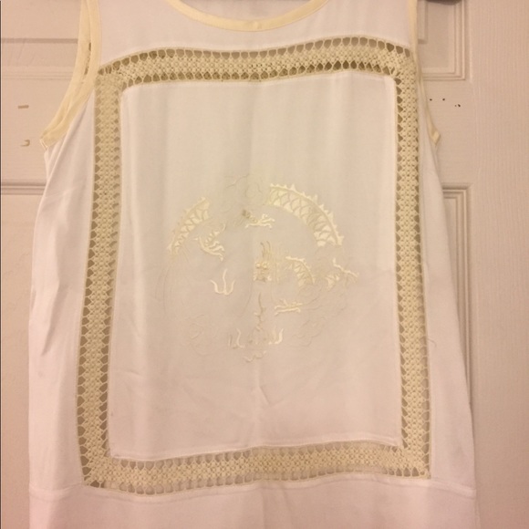 White silk top with off white silk detailing - Picture 3 of 4