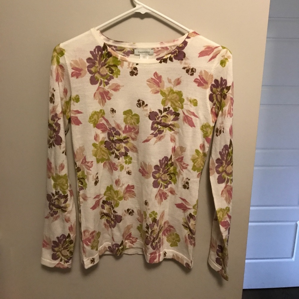 Garnet Hill Floral Sweater. NWOT